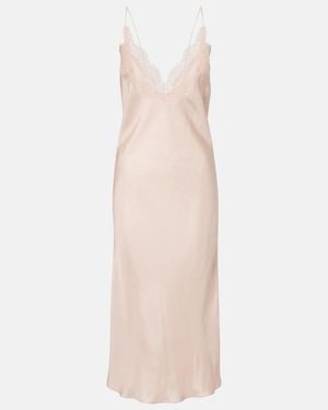 Rohe Lace-Trimmed Silk Satin Slip Dress - Natural