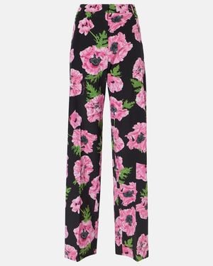 Stella McCartney Poppy Floral Wide-Leg Trousers - Red