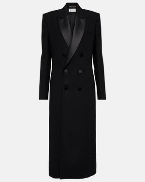Saint Laurent Double-Breasted Wool Crepe Tuxedo Coat - Black
