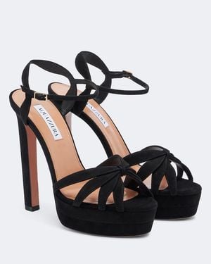 Aquazzura Soulmate Suede Platform Sandals - Black