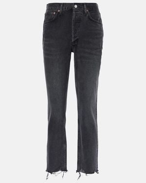 Agolde Riley High-Rise Cropped Straight Jeans - Blue