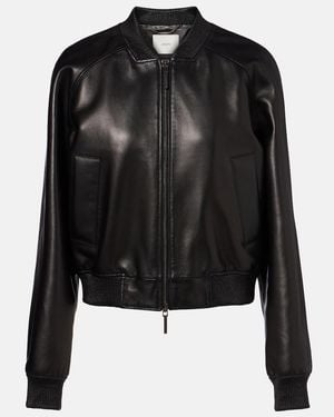 JOSEPH Quinn Leather Bomber Jacket - Black