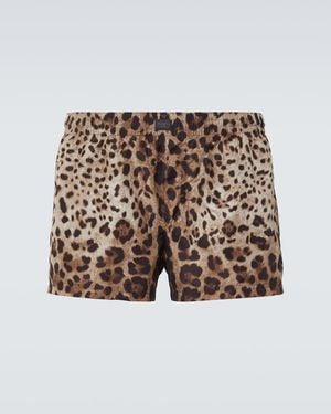 Dolce & Gabbana Leopard-Print Swim Trunks - Brown
