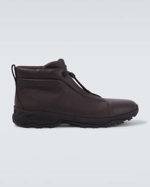 ZEGNA Triple Stitch Vetta Leather Trainers - Black