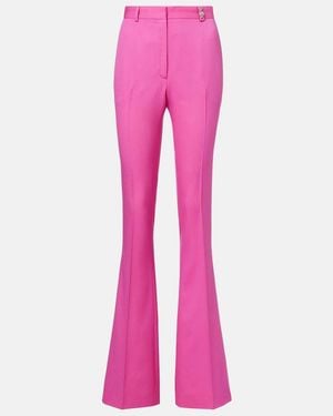 Versace Embellished High-Rise Wool Flared Trousers - Pink