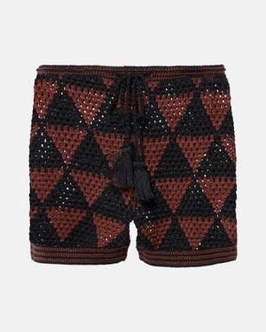 Anna Kosturova Malia Crochet High-Rise Cotton Shorts - Black