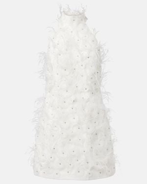 Rebecca Vallance Bridal Meha Feather-Trimmed Minidress - White