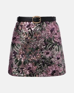 Self-Portrait Floral Sequined Miniskirt - Multicolour