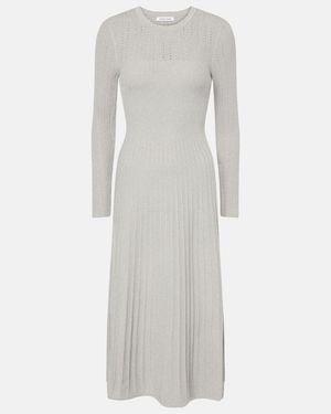 Veronica Beard Nami Knitted Lame Midi Dress - Grey