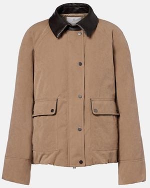 Brunello Cucinelli Wattierte Jacke Mit Leder - Braun
