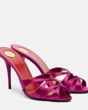 Saint Laurent Crãªpe Satin Chandelle Mules Sandals - Pink