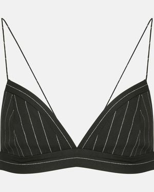 Alex Perry Pinstripe Lurex Bralette - Black