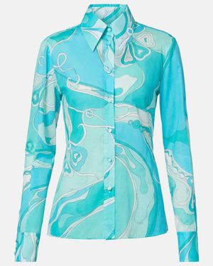 PUCCI Orchidee Cotton Shirt - Blue
