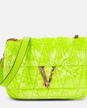 Versace Bolso al hombro Virtus Small de terciopelo - Amarillo