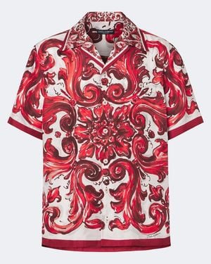 Dolce & Gabbana Majolica Silk Twill Shirt - Red