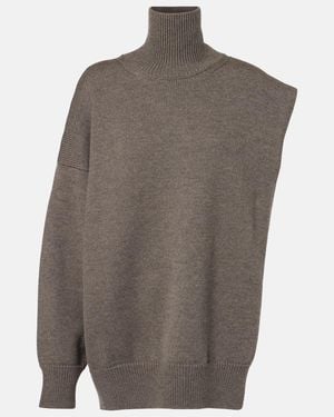 Alaïa Sided Virgin Wool Jumper - Brown