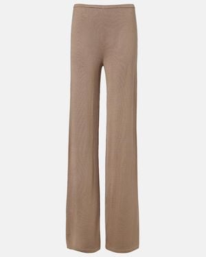 AYA MUSE Esme Silk-Blend Straight Trousers - Natural