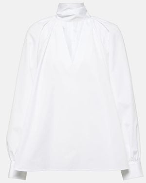 Co. Scarf-Detail Tton Poplin Blouse - White