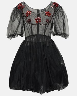 Simone Rocha Embellished Tulle Minidress - Black