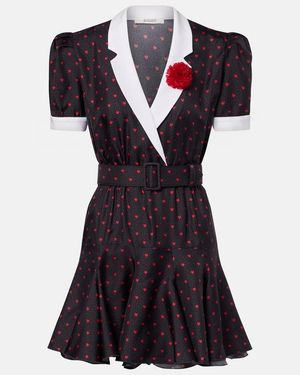 Rodarte Printed Silk Twill Minidress - Black