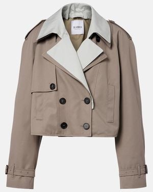 The Attico Cropped Gabardine Trench Coat - Brown