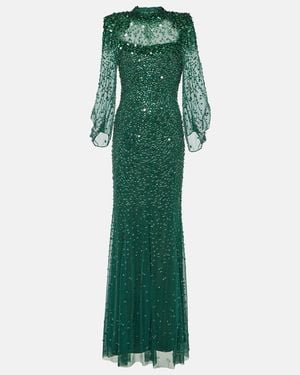 Jenny Packham Embellished Tulle Gown - Green