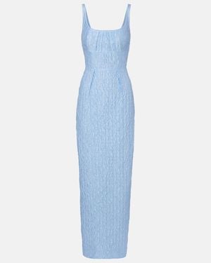 Emilia Wickstead Robe Longue Sharon En Seersucker - Bleu