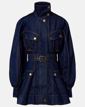 Zimmermann Luna Belted Denim Minidress - Blue