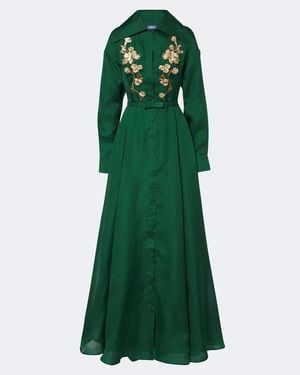 LEO LIN Verzierte Robe Josephine Aus Seide - Grün