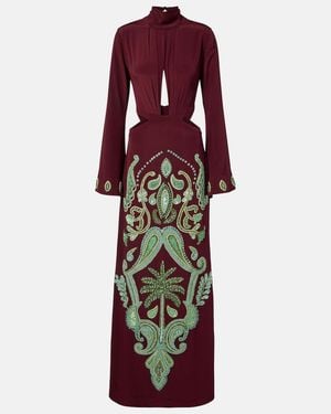 Johanna Ortiz Aurora Magica Beaded Silk Gown - Red