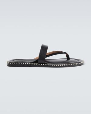 Dries Van Noten Leather Thong Sandals - Black