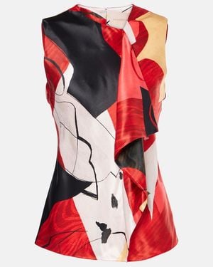 ROKSANDA Kiara Printed Satin Top - Red