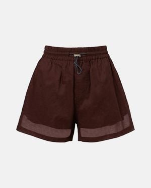 Plan C Cotton Organza Shorts - Brown