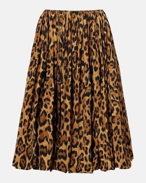 Alaïa Leopard-Print Taffeta Midi Skirt - Brown