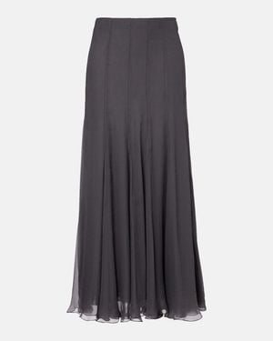 Chloé Panelled High-Rise Silk Muslin Maxi Skirt - Grey