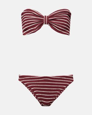 Hunza G Jean Striped Bandeau Bikini - Red