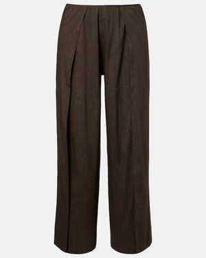 Proenza Schouler Calla Linen-Blend Wide-Leg Trousers - Brown