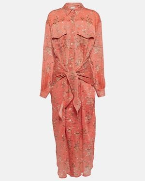 Isabel Marant Anesy Printed Cotton And Silk Shirt Dress - Red