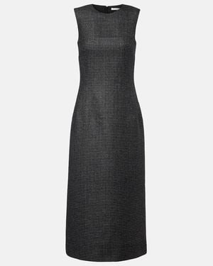 Emilia Wickstead Hartley Houndstooth Wool-Blend Midi Dress - Black