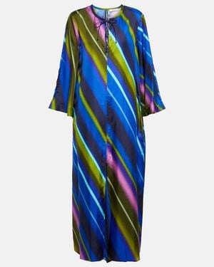 Dorothee Schumacher Citylight Stripes Silk-Twill Midi Dress - Blue