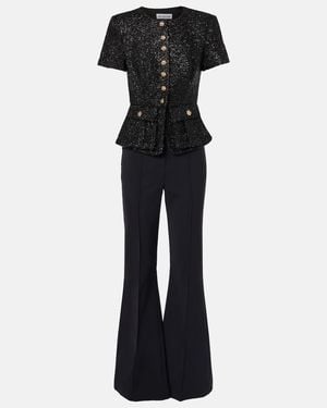 Self-Portrait Jumpsuit Aus Boucle - Schwarz