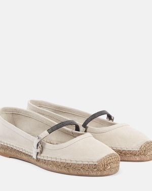 Brunello Cucinelli Espadrilles Monili Aus Veloursleder - Weiß