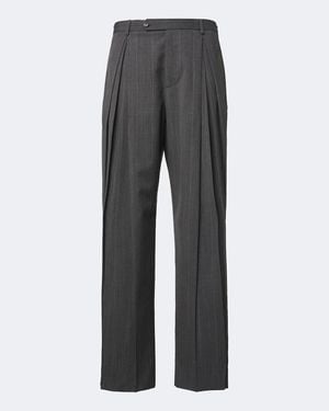 Valentino Garavani Striped Wool And Silk Wide-Leg Trousers - Grey