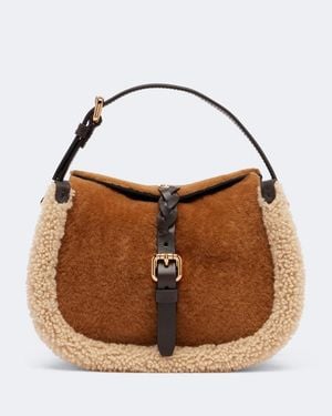 Etro Pony Small Shearling Top-Handle Bag - Brown