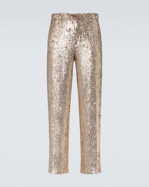 Dries Van Noten Sequined Straight Trousers - Natural