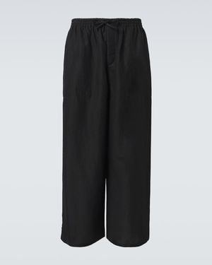 Loewe Paula's Ibiza Cropped Toile Wide-Leg Trousers - Black
