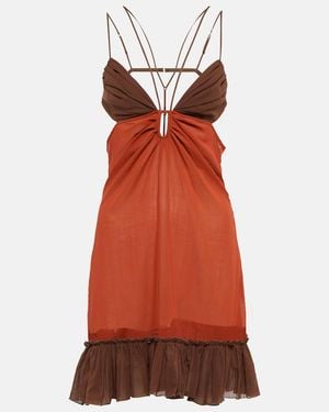 Nensi Dojaka Cutout Cotton Minidress - Red