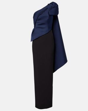 Roland Mouret Bow-Detail Draped Taffeta Gown - Blue