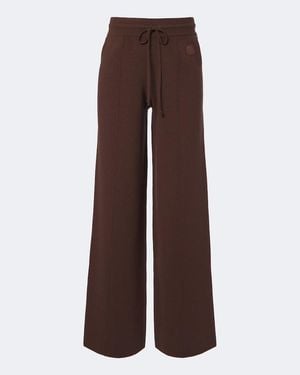 Moncler Pantalones Anchos En Mezcla De Lana, Algodon Y Cachemir - Marrón