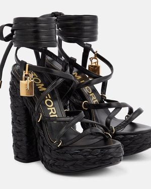 Tom Ford Rope Ankle-wrap Wedge Sandals - Black